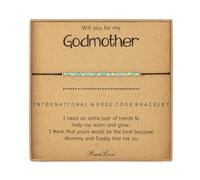 RareLove Morse Code "Will You Be My Godmother" Bead Bracelet for Women, Godmother Gift, Godmother Gift, Small Blue Gold Beads, 15.7 cm, Metal, 6.69 inches, Metal
