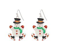 RareLove Skiing Snowman Christams Earrings Small Hearts Christmas Dangle Earrings for Women, Holiday Earrings, Cute Earrings, Christmas Jewelry