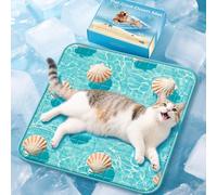 RARIRO Small Dog Cooling Mat 40 x 40CM 2025 Latest Solid Gel Self-Cooling Mat for dogs Pet Cool Bed Durable Cool Pads, Non-Toxic waterproof Anti-Scratch Apply Foldable Indoors Outdoors Car