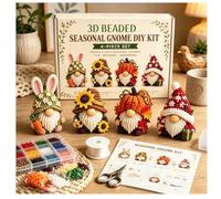 RARITYLL DIY Gnome Beading Kit, 3D Beaded Animal Embroidery Kit with Instructions, Cute Rabbit and Pumpkin Designs, Handmade Animal Craft Kit for Adults, Gift for Beadwork Lovers