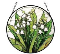 RARITYLL Lily of the Valley Suncatcher, 20x20cm Stained Glass Window Hanging, Acrylic Sun Catcher, garden ornaments outdoor for Home Decor, Garden Gifts for Women