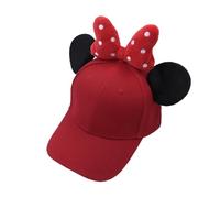 RARITYUS Cute Bow Cartoon Mouse Kids Baseball Cap, Adjustable Canvas Summer UV Protection Sun Hat for Boys Girls, Red, One Size