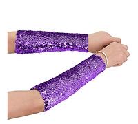 RARITYUS Sparkle Oversleeves Sequin Arm Sleeve Shiny Stretchy Elbow Cuffs for Performance Cosplay Halloween Costume, Purple, One Size