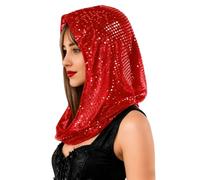 RARITYUS Sparkly Sequin Hooded Costume Hats for Women Men Glitter Head Scarf Rave Hood Halloween Accessories