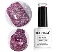 RARJSM Glitter Gel Nail Varnish Shiny Pigments Rose Red Shimmer Sparkle Nail Polish Requires Drying Under UV LED Lamp for Women Spring Summer Nail Beauty Art Design Salon DIY Home 1Piece 7.5ML