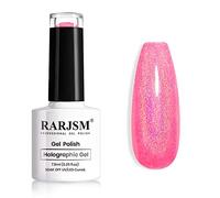 RARJSM Holographic Pink Gel Nail Polish Neon Hot Pink Nail Polishes 7.5ML Gorgeous Glossy Hologram Curing Required Gel Polish Nail Art Manicure Salon DIY at Home