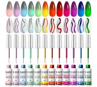 RARJSM Nail Art Gel Polishes Set 12 Colours,Temperature Color Changing Painted Line Art Gel Nail Polish Set,Mood Changing Gelpolish Pink Orange Gray for Fall Winter DIY Design Curing Required 8ml