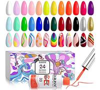 RARJSM Nails Art Gel Liner 24 Color Gel,Line Art Painted Gelpolish Polish Set for Nails Black White Pink Purple Green Blue Painting Drawing UV LED Curing Requires Soak Off DIY Salon Design