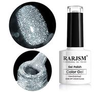 RARJSM Silver Glitter Gel Nail Polish Sparkle Nail Gel Varnish Requires Drying Under UV LED Lamp for Women Spring Summer Nail UV Beauty Art Design Salon DIY Home 1Piece 7.5ML