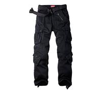Raroauf Women's Cotton Casual Military Army Cargo Combat Work Pants with 8 Pocket, Black, 10