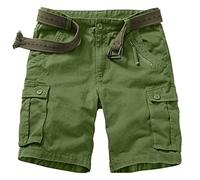 Raroauf Women's Cotton Casual Multi-Pockets Relaxe-Fit Twill Bermuda Cargo Shorts, Green-shorts, 14