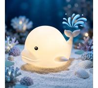 Raroly Cute Dolphin Night Light, 7-Color Gradient Silicone Bedside Lamp with Timer, USB Rechargeable & 2-Level Dimmable, Portable Touch Lamp for Kids Bedroom Decor, Birthday Easter Christmas Gift