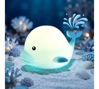 Raroly Cute Dolphin Night Light, 7-Color Gradient Silicone Bedside Lamp with Timer, USB Rechargeable & 2-Level Dimmable, Portable Touch Lamp for Kids Bedroom Decor, Birthday Easter Christmas Gift