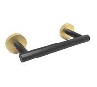RARXTR Black and Gold Toilet Paper Holder SUS304 Stainless Steel Double Post Pivoting Toilet Paper Roll Holder Wall Mounted Tissue Holder for Commercial Bathroom RV Matte Black & Brushed Brass Finish
