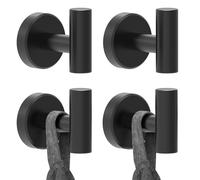 RARXTR Black Bathroom Towel Hook, Coat Robe Clothes Hook for Kitchen Garage Wall Mounted 4 Pack, 304 Stainless Steel, Heavy Duty Door Hanger, Cabinet Closet Wall Hook for Hotel Pool (Matte Black)
