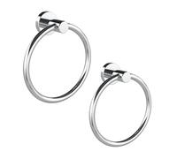 RARXTR Chrome Hand Towel Holder for Bathroom (2 Pack) Kitchen Towel Ring Modern Rounded Base Wall Mount SUS304 Stainless Steel