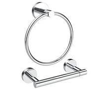 RARXTR Polished Finish Toilet Paper Holder & Towel Ring SUS304 Stainless Steel 2pc Bathroom Hardware Set with Double Post Pivoting Toilet Paper Roll Holder Wall Mount & Bathroom Towel Holder Set