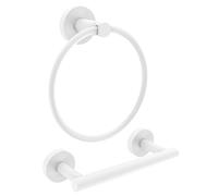 RARXTR White Toilet Paper Holder & Towel Ring SUS304 Stainless Steel 2pc Bathroom Hardware Set with Double Post Pivoting Toilet Paper Roll Holder Wall Mount & Bathroom Towel Holder Set