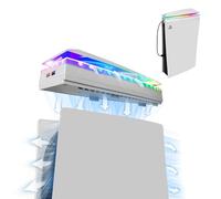Raryars Console Cooling Fan with Dust Cover Colorful LED Light for PS5 Console Disc Edition & Digital Edition Silent Absorb Fan Cooler with 2 USB Port Playstation 5 Cooling System