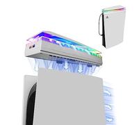 Raryars Console Cooling Fan with Dust Cover Colorful LED Light for PS5 Console Disc Edition & Digital Edition Silent Absorb Fan Cooler with 2 USB Port Playstation 5 Cooling System
