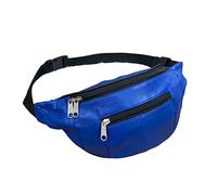 RAS Unisex Leather Bum Bag - Large Waist Travel Money Pouch with 6 Zipped Pockets - Black Fanny Pack Belt Bag for Passport, Phone, Dog Walking, Festivals, Hiking, Holidays Art-1006 (Blue)