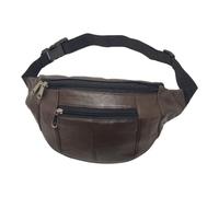 RAS Unisex Leather Bum Bag - Large Waist Travel Money Pouch with 6 Zipped Pockets - Black Fanny Pack Belt Bag for Passport, Phone, Dog Walking, Festivals, Hiking, Holidays Art-1006 (Brown)