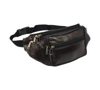RAS Unisex Leather Bum Bag - Large Waist Travel Money Pouch with 6 Zipped Pockets - Black Fanny Pack Belt Bag for Passport, Phone, Dog Walking, Festivals, Hiking, Holidays Art-1006 (Brown)