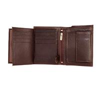 RAS WALLETS Men's RFID Secure Slim Wallet | Genuine Leather Bifold Purse with Coin Pocket | 3 ID Slots, Card Holder, 2 Zipped Pockets | Anti-Theft Compact Design - Art 503 (Brown)