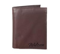 RAS WALLETS Personalised Men's RFID Blocking Leather Wallet - Custom Name Engraved Bifold Credit Card Holder, Slim Compact Wallet with ID Window - Gift for Him (Brown)