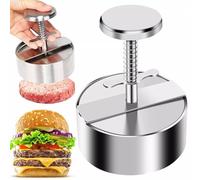 Rasakraft-Burger Press, Stainless Steel Hamburger Patty Maker, Adjustable, Non Stick with Spring Button for BBQ and Homemade