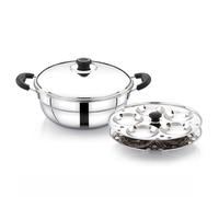 Rasakraft Stainless Steel Multi Kadai Idli Maker 2.8 Liter cook 10 Idlies | Include 2 Idli Plates | Induction & Gas Stove Compatible | Ideal for Dhokla, Patra and idli