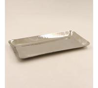 Rasakraft Stainless Steel Serving Tray | Serveware | Kitchenware | Plain Tray | Lunch Plate | Snack Tray | Dinnerware | Hammered Rectangle Platter (Small) - Silver