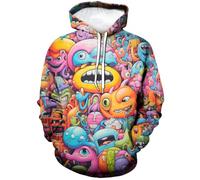 RASBCTK Men Women 3D Trippy Graffiti Animation Graphic Hoodie Hooded Sweatshirts Pockets Long Sleeve Pullover, Graffiti Comics, 3XL