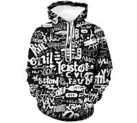 RASBCTK Men Women 3D Trippy Graffiti Animation Graphic Hoodie Hooded Sweatshirts Pockets Long Sleeve Pullover, Black Letters, Small