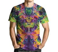 RASBCTK Psychedelic Tie Dye Shirt for Men Women Graphic Tees Unisex 3D Printed Short Sleeve Novelty Tops T-Shirts, Colour, XXL