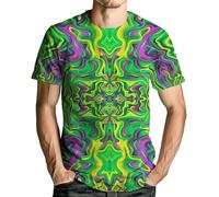 RASBCTK Psychedelic Tie Dye Shirt for Men Women Graphic Tees Unisex 3D Printed Short Sleeve Novelty Tops T-Shirts, Green, XXL