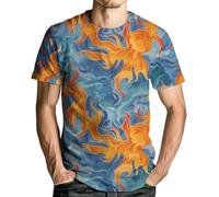 RASBCTK Psychedelic Tie Dye Shirt for Men Women Graphic Tees Unisex 3D Printed Short Sleeve Novelty Tops T-Shirts, Blue, XXL
