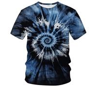 RASBCTK Tie Dye Shirts for Men Women, Short Sleeve Mens Tie Dye Shirt, Rainbow Tie Dye T-Shirts Tee, Blue, Large