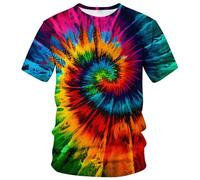 RASBCTK Tie Dye Shirts for Men Women, Short Sleeve Mens Tie Dye Shirt, Rainbow Tie Dye T-Shirts Tee, Colour, XXXXL