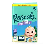 Rascals CoComelon Nappy Pants丨Size 5丨4 Jumbo Poly Pack x 48 Nappies丨Total 192 Nappies丨UltraFlex 360° Waistband丨Softness Using AirSpun丨breathable Feather-Soft (Size 5)