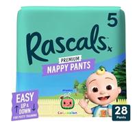 Rascals Premium Nappy Pants, Size 5, 28 Pack, Easy Up & Down Design for Potty Training, UltraFlex 360™ Waistband with Quick-Change Features