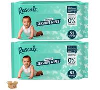 Rascals Premium Sensitive Baby Wipes (2x Packs (Each Pack 52 Wipes))