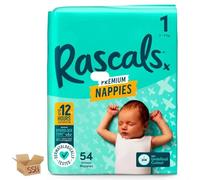 Rascal's Premium Size 1 Nappies, Ultra-Absorbent, for Newborn 54 Nappies