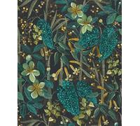 Rasch 538243 - Floral Non-Woven Wallpaper with Leaves and Plants in Green, Turquoise Yellow from The Curiosity Collection - 10.05 m x 0.53 m (L x W), Blue