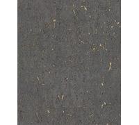 Rasch 538359 Wallpaper - Anthracite Gold Non-Woven Wallpaper with Cork Look in Industrial Design from The Curiosity Collection - 10.05 m x 0.53 m (L x W)
