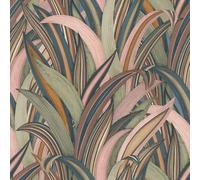 Rasch 541243 Non-Woven Wallpaper Brown Tropical Grass Fabric Texture Olive Green