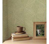 Boho Geometric Textured Wallpaper Green Rasch 571288