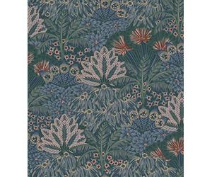 Rasch 711332 Non-Woven Wallpaper with Palm Trees and Palm Leaves in Blue, Green and Pink from the Sophia Collection - 10.05 m x 0.53 m (L x W)