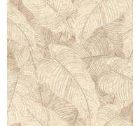 Rasch Amara 720556 Non-Woven Wallpaper with Modern Leaf Pattern in Beige, Leaves Motif, Tropical, Botanical