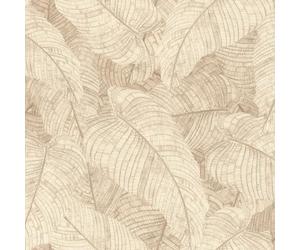 Rasch Amara 720556 Non-Woven Wallpaper with Modern Leaf Pattern in Beige, Leaves Motif, Tropical, Botanical